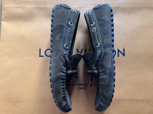 Louis Vuitton LV logo Moccasins Shoes Camouflage Suede Size 6 US About7 For Men - Picture 8 of 24