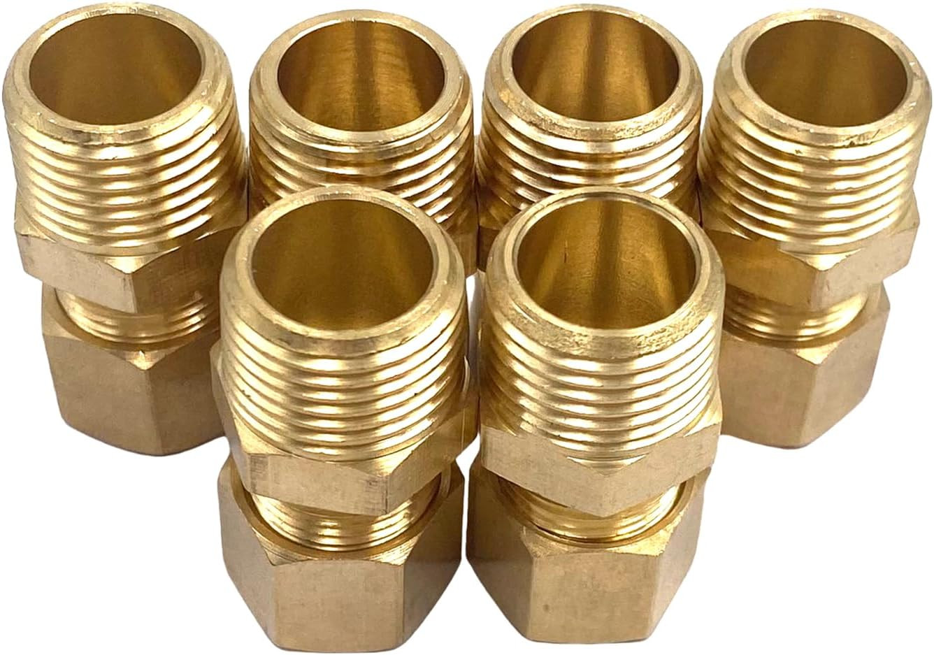 6Pcs 3/8" Compression Fittings,3/8" NPT Male to 3/8" Tube OD Brass Compression U