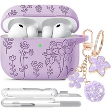 for Airpods Pro 3 Case, Flower Engraved Case Cover Compatible with AirPods Pr...