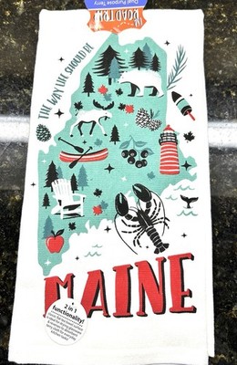 Road Trip Home State Of Maine Kitchen Dual Purpose Towel Kay Dee Designs NWT