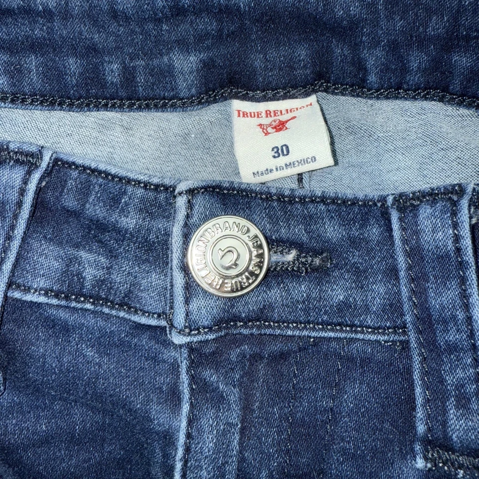 Pantalones de mezclilla True Religion para mujer 30 azul lavado oscuro ajustados elásticos herradura Foto 3 de 4