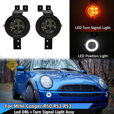 For Mini Cooper R50 R52 R53 02-08 Smoked Led Turn Signal Light Parking Lamp 2pcs