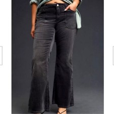 Anthropologie Pilcro Icon Flare Corduroy Pants Jeans Sundrenched Black Size 34