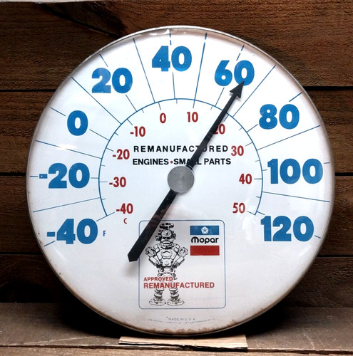 VINTAGE LARGE MOPAR THE ORIGINAL JUMBO DIAL 18" MOPAR THERMOMETER - USA