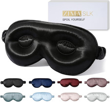 Adjustable 22 Momme 100 Pure Mulberry Silk Sleep Mask, 3D Contoured Cup Eye Mas