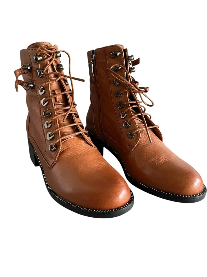 Linea Zeta Damen halbstiefel Größe 39 Farbe Cognac Schnürsenkel/Reisverschluß - Bild 4 von 4