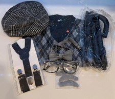 100th Days of School Costume Boyx Old Man Costume Vest Hat Cane Accessories