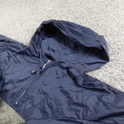 VTG GAP Jacket Mens S Blue Green Hooded Logo Anorak Pullover Windbreaker 90s Y2K
