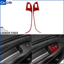 Red Carbon Fiber Rear Window Lift Switch Panel Cover Trim For Acura MDX 2014-20