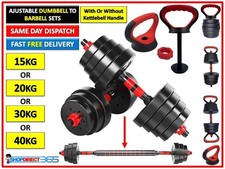 15/20/30/40KG Dumbbell Barbell Set Pair Weights Kettlebell Gym Fitness Workout