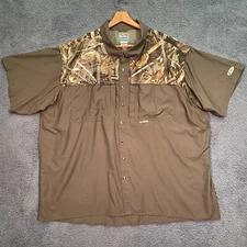 Drake Waterfowl System Shirt Mens 4XL Short Sleeve Vented Realtree Max 5 Brown