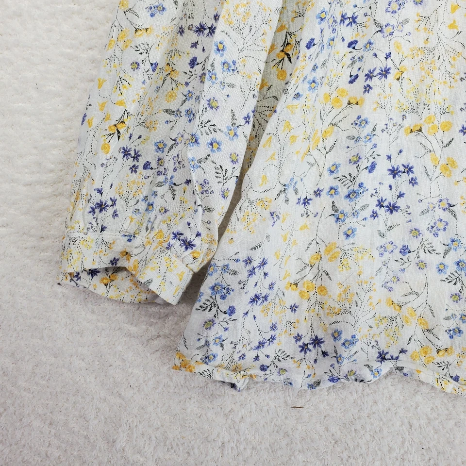 Top de lino para mujer Old Navy de gran tamaño 2XL azul amarillo floral cottagecore boho Foto 2 de 4