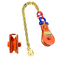 Snatch Block with Chain,Snatch Block 2 Ton WLL, 3" 3/8 Inch - 2Ton Orange