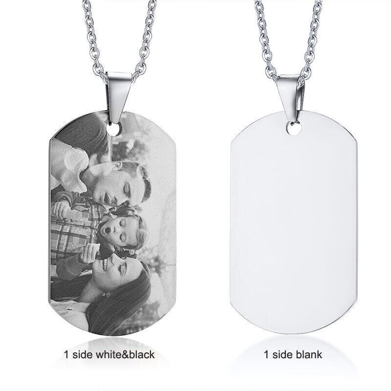 Women Men Necklace Pendant Personalize Custom Picture Photo Initial Dog Tag Gift