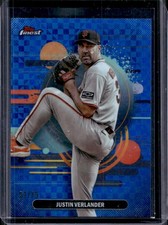 2025 Topps Finest Justin Verlander Uncommon Refractor Blue X-Fractor #/75 Giants
