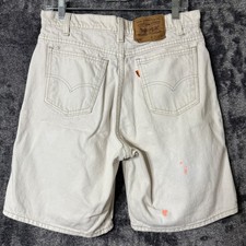 Vintage Levi's 550 Orange Tab Shorts Size 30 Ivory Denim USA Made