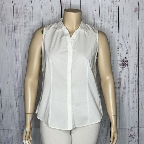 Talbots Petites Tanktop Shirt neu mit Etikett Größe 16P weiß knitterarm Knopfleiste