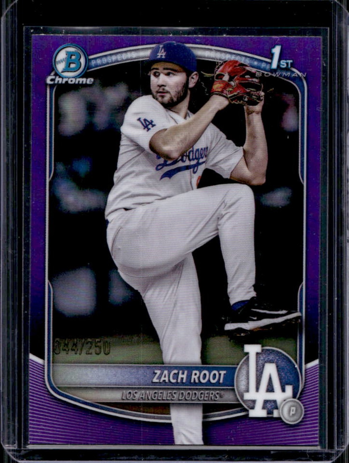 2025 Bowman Draft Zach Root Chrome Purple Refractor 1st Prospect #/250 Dodgers