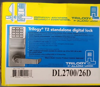 Trilogy  DL2700 26D  Alarm Lock T2 Standalone Digital Electronic Code Lock READ*