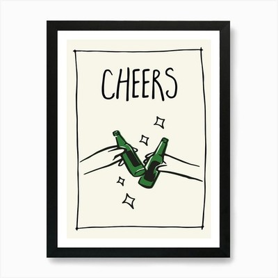 Cheers Bierflasche Kunstdruck gerahmt Wandbild Poster Leinwanddruck Bild