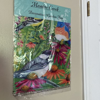 Meadow Creek Decorative Garden Flag Summer Flowers Birds 17.5  X 12.5 
