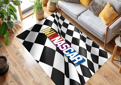 Nascar Finish Flag Rug, Sport Flag Rug, Nascar Sport Rug,Car Sport