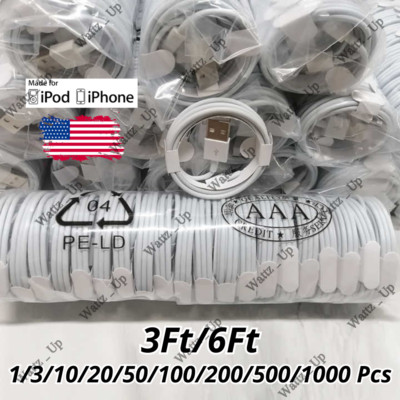 3/6Ft USB Charger Cable Cord For iPhone 14 13 12 11 Pro XR XS X 8 7 6 Bulk Lot