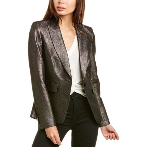 NWT VERONICA BEARD Cutaway Blazer Jacket Sz 2 Metallic Evening Cocktail Work - Picture 4 of 12