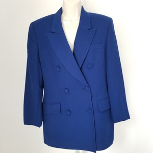 Jones-New-York-Women-039-s-Petite-Royal-Blue-100-Wool-Dress-Blazer-Jacket-Size-10