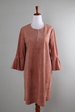 BCBG MAX AZRIA $198 Catier Faux Suede Bell Sleeve Shift Dress Size Small
