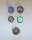 Vintage Western Tex-Mex Button Covers Silver Tone & Faux Turquoise - 5