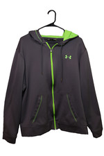 Under Armour Hoodie Loose Gear Jacket L Men Gray/Green Full Zip W/pockets