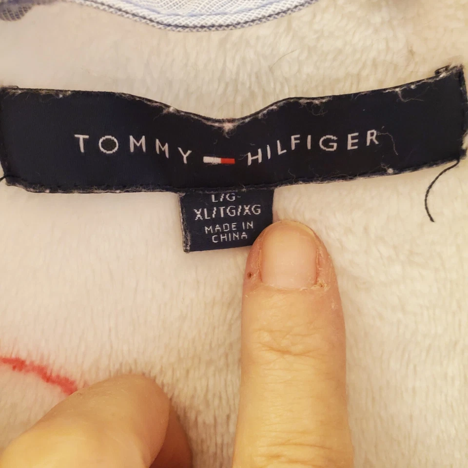 Винтажный халат для ванны Y2K Tommy Hilfiger белый фирменный 85 карманов мягкий универсальный принт - Изображение 4 из 4