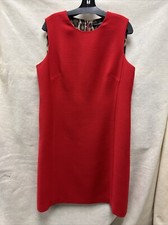 Dolce&Gabbana Dress Womens 52 Red Wool Sheath Leopard Print Lining NWT $1395
