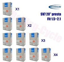 1-4 Tubes Schwalbe Inner Tubes SV7 20"x1.5-2.5 Presta Valve Folding Bike BMX