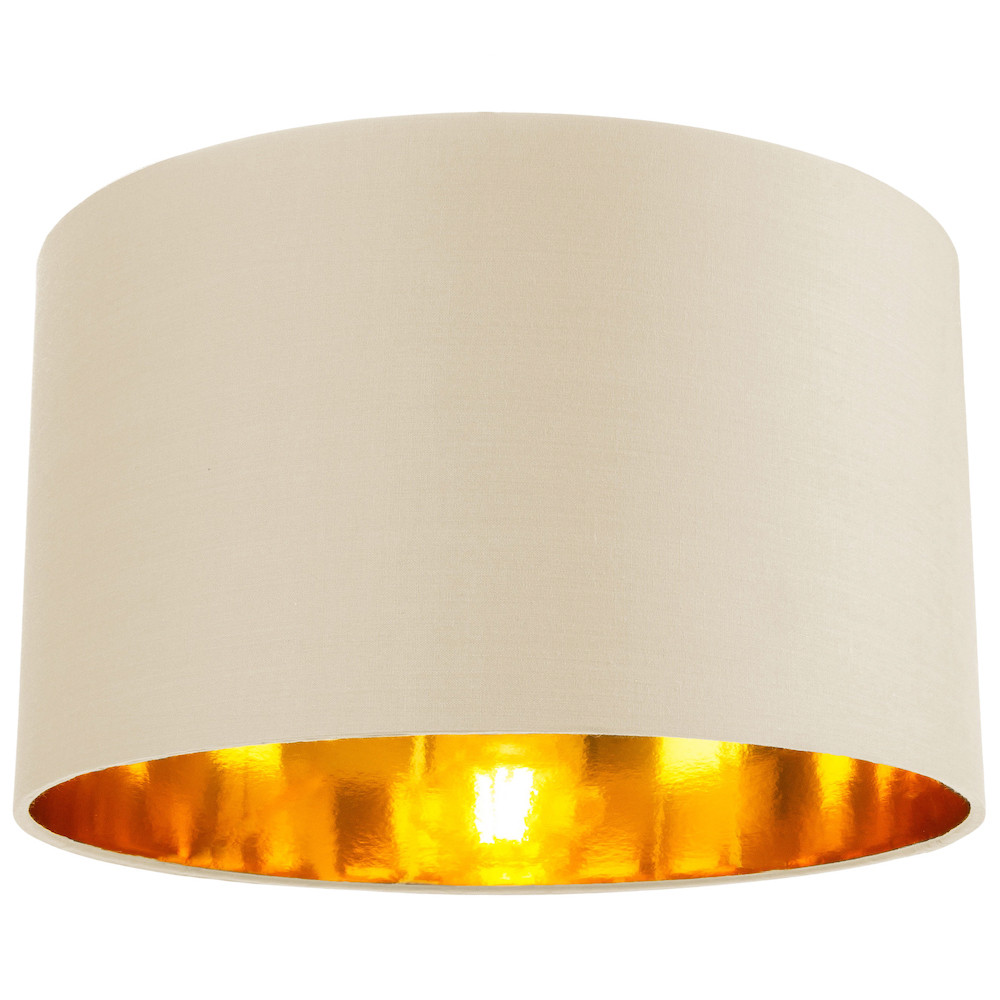 Contemporary Cream Cotton 14"" Table/Pendant Lamp Shade with Shiny Copper Inne...