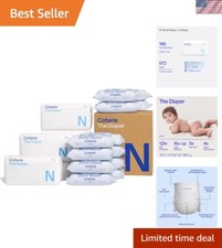 Baby Diapers  Wipes Baby Kit, Size NB 186 Count  12 Wipe Packs 672 Wipes Ma...