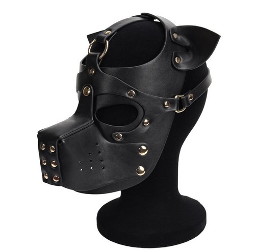 CUERO GIMP PERRO Capucha de cachorro Máscara completa Boca Disfraz Máscara fetiche BOZAL - Imagen 10 de 22