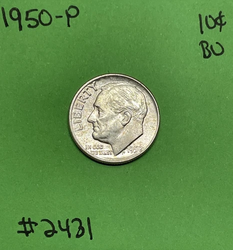 1950 Roosevelt Dime BU Uncirculated Mint State 90% Silver 10c US Coin