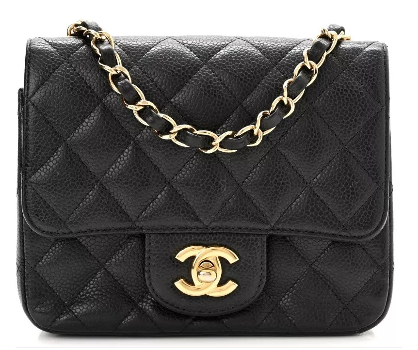 Chanel Vintage Diamond CC Camera Bag Quilted Caviar Small- Black