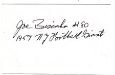 Joe Biscaha Signed Index Card / Autographed NFL Football New York Giants