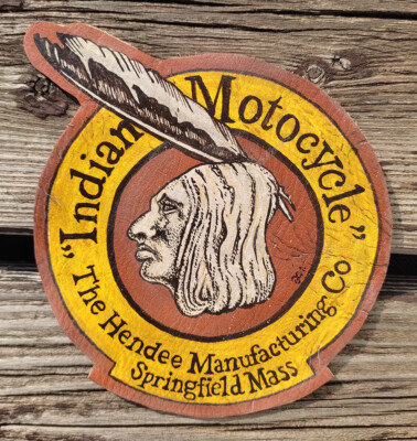 Handgemalter Motorrad Patch Aufnäher aus Leder im Vintage Look Biker Motorcycle