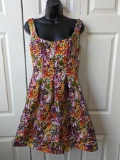 Nine West Women's Floral Print Size 4 Multi Color Fit Flare  Dress