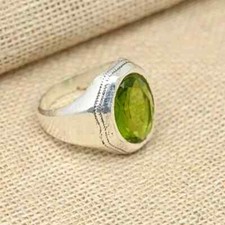 Peridot Gemstone Anniversary Ring 925 Sterling Silver Men's Ring All Size D67