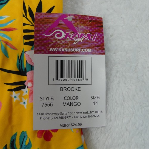 Kanu Surf Swimsuit Girls 14 Yellow Mango Floral One Piece Halter Brooke - Picture 5 of 12