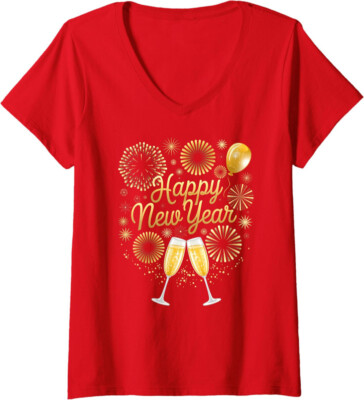 Happy New Years Eve Party Supplies Celebration Gift Ladies' V-Neck Tshirt