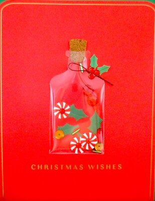 Papyrus 3D Gemmed Confetti Filled Jar Christmas Holiday Greeting Card