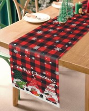 72 inch Christmas Trees Merry Xmas Table Runner Plaid Long Seasonal Winter Xmas
