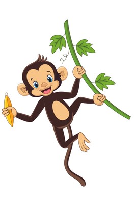 Monkey With A Banana On A Tree Vine Decor Vinyl Home Art Animal Wall Decal 20x25