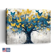 Butterfly Tree Canvas Art, Vibrant Wall Decor for Home Living Room Bedroom